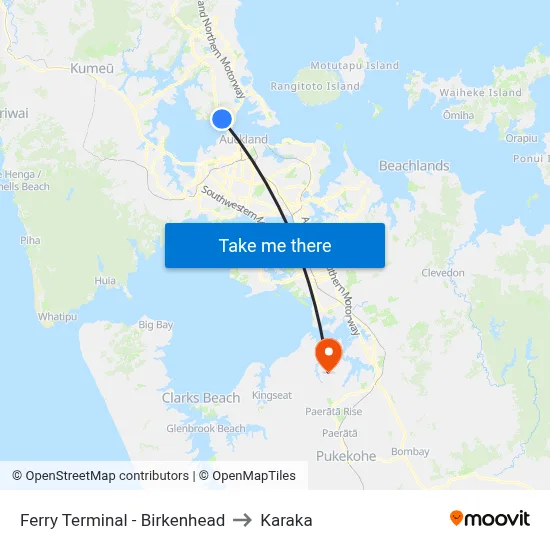 Ferry Terminal - Birkenhead to Karaka map