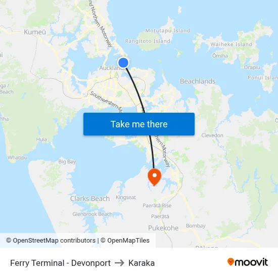 Ferry Terminal - Devonport to Karaka map