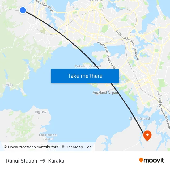 Ranui Station to Karaka map