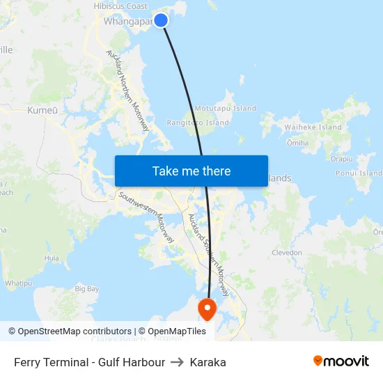 Ferry Terminal - Gulf Harbour to Karaka map