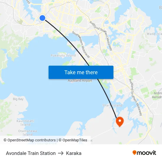 Avondale Train Station to Karaka map