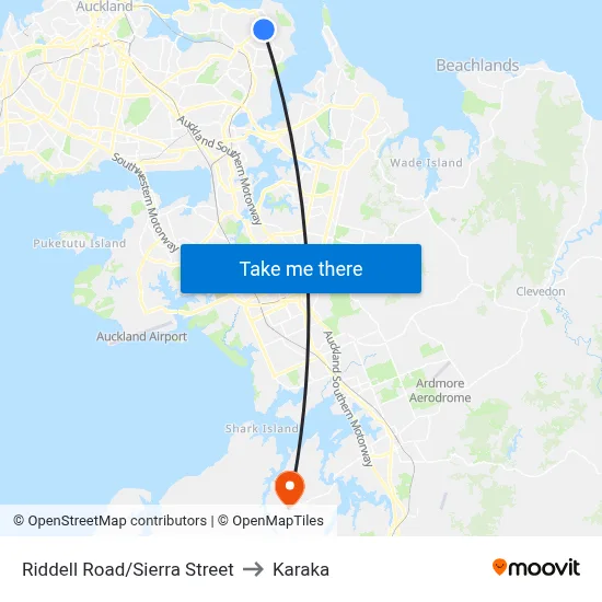 Riddell Road/Sierra Street to Karaka map