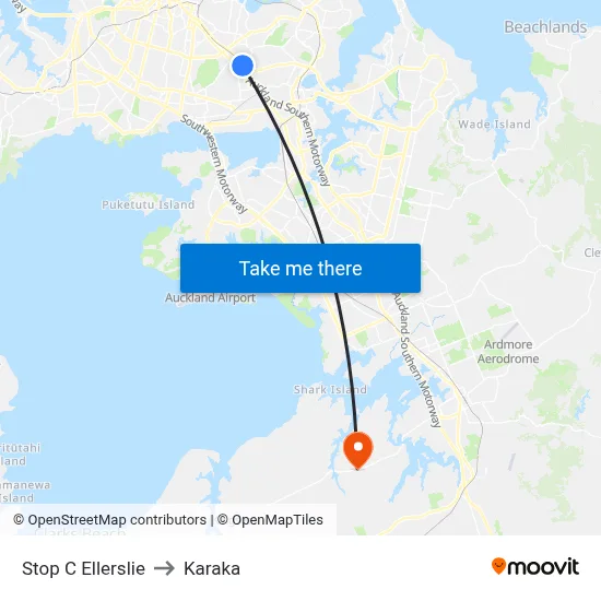 Stop C Ellerslie to Karaka map