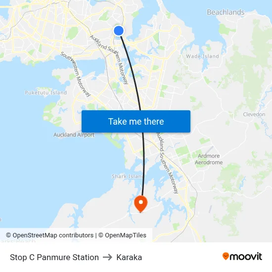 Stop C Panmure Station to Karaka map