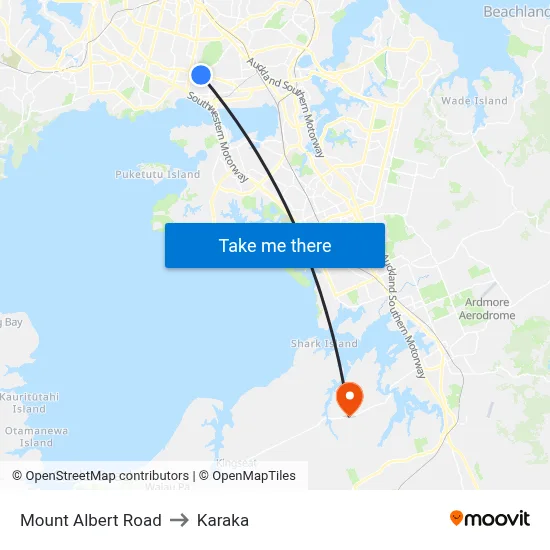 Mount Albert Road to Karaka map