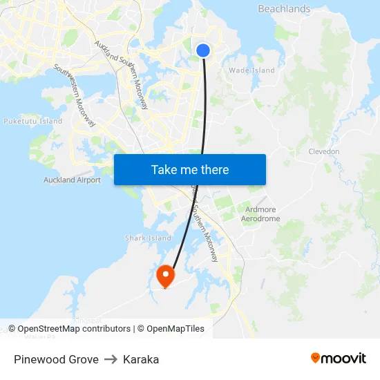 Pinewood Grove to Karaka map