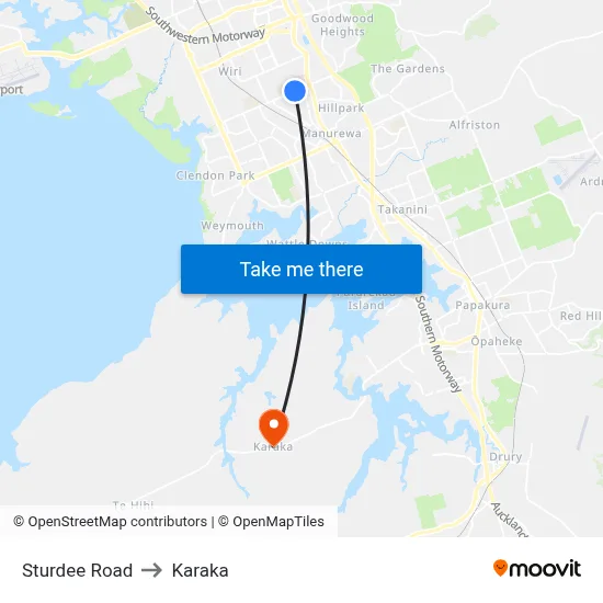 Sturdee Road to Karaka map