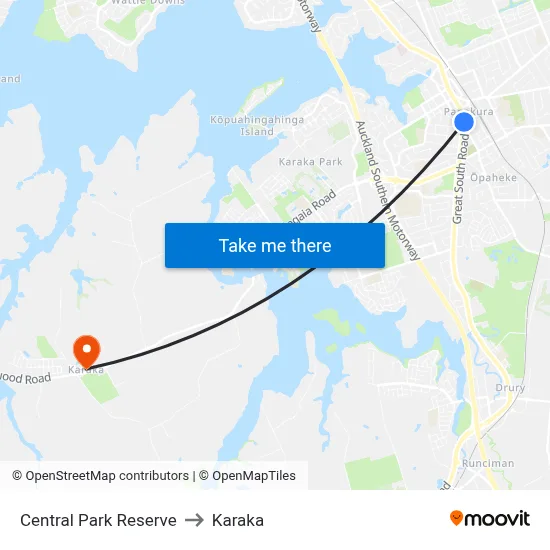 Central Park Reserve to Karaka map