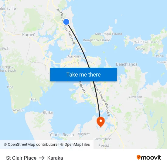 St Clair Place to Karaka map