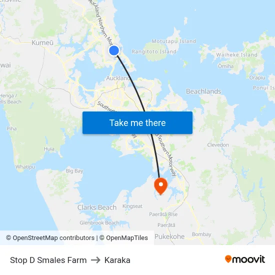 Stop D Smales Farm to Karaka map