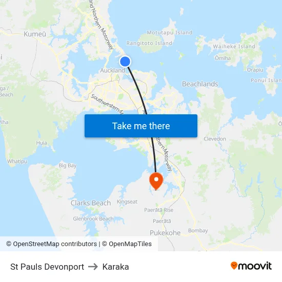 St Pauls Devonport to Karaka map