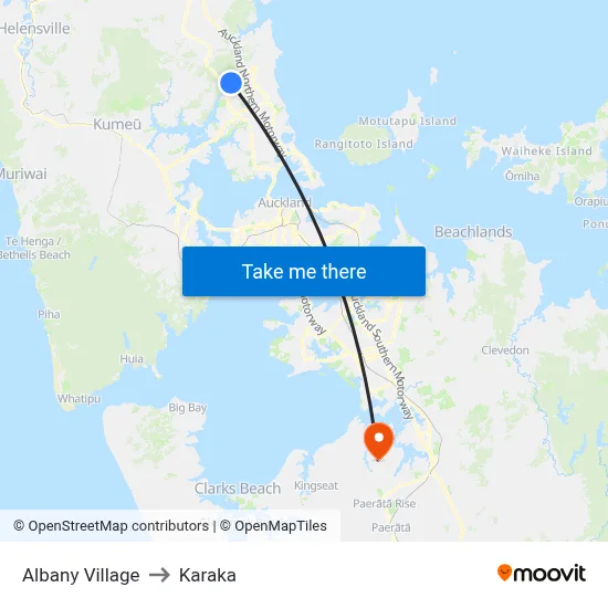 Albany Village to Karaka map