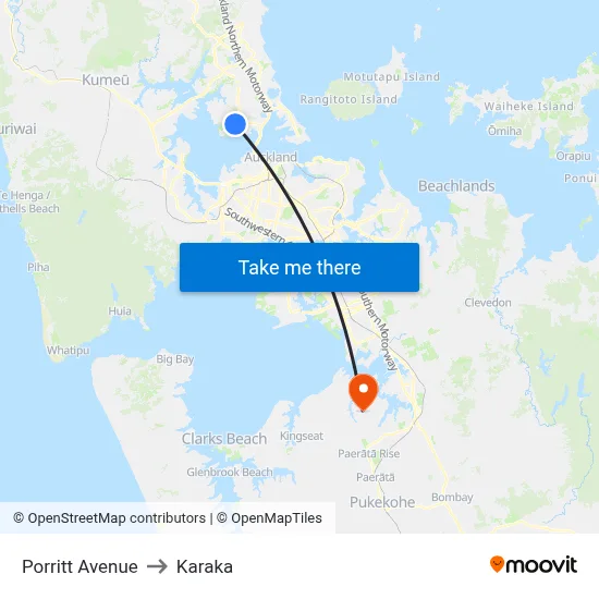 Porritt Avenue to Karaka map