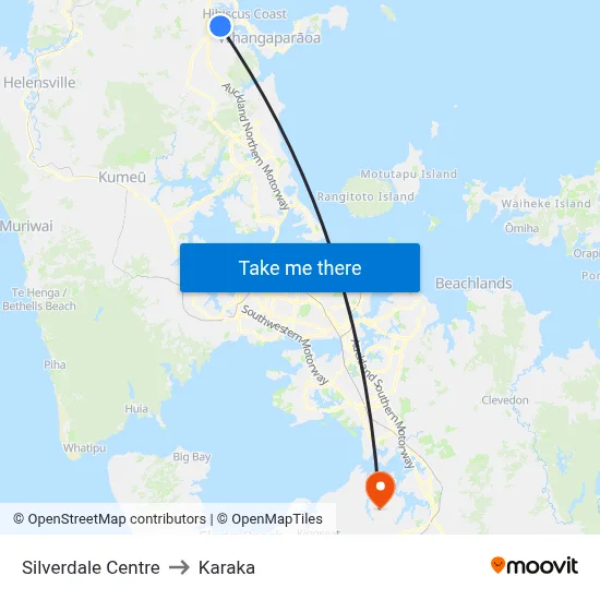 Silverdale Centre to Karaka map