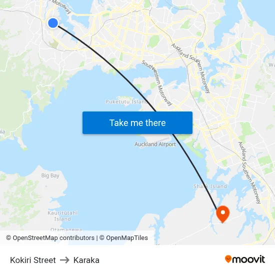 Kokiri Street to Karaka map