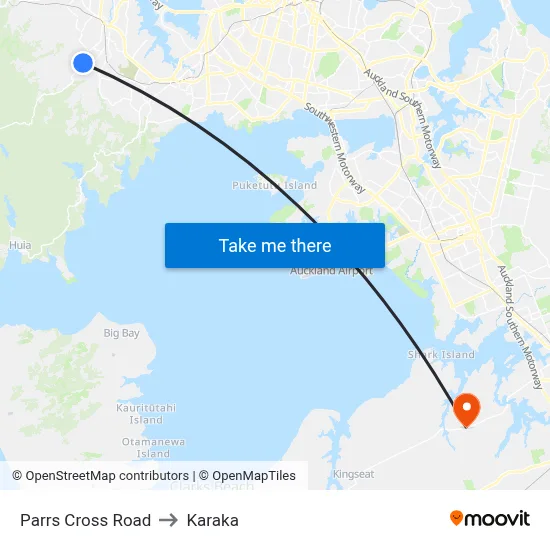 Parrs Cross Road to Karaka map