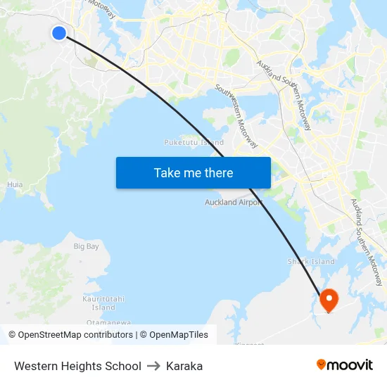 Western Heights School to Karaka map