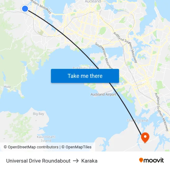 Universal Drive Roundabout to Karaka map