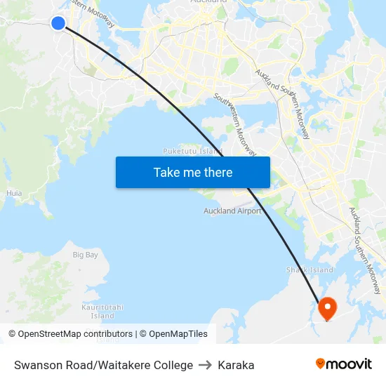 Swanson Road/Waitakere College to Karaka map
