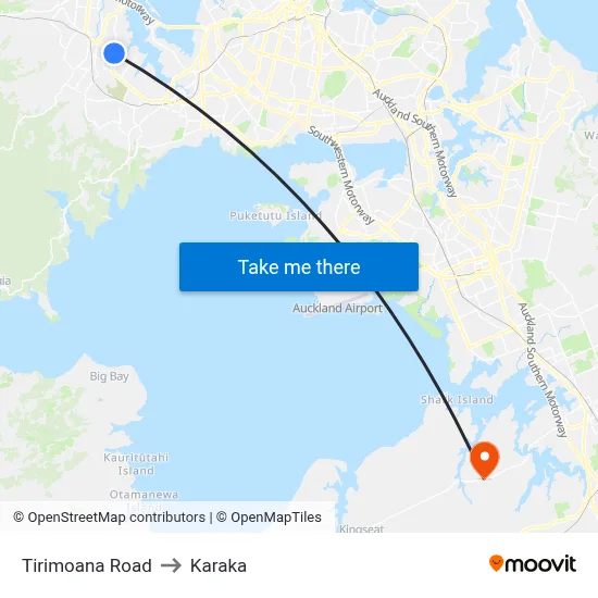 Tirimoana Road to Karaka map