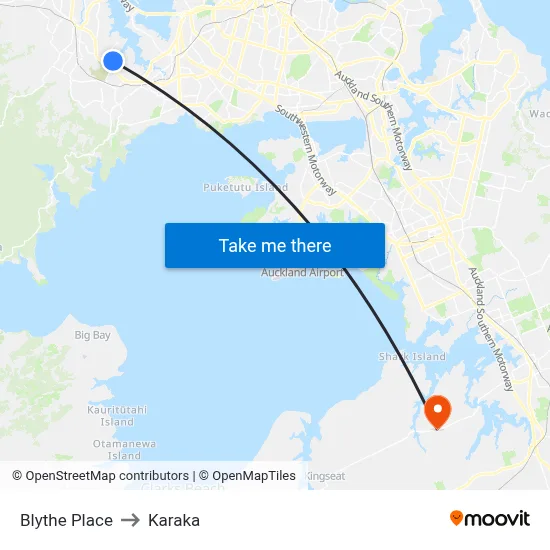 Blythe Place to Karaka map