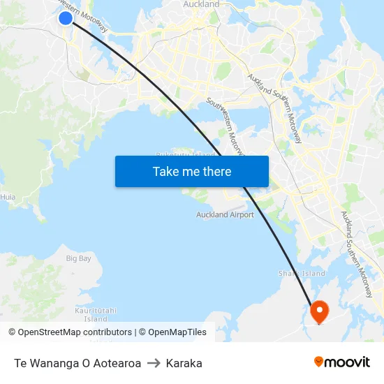 Te Wananga O Aotearoa to Karaka map