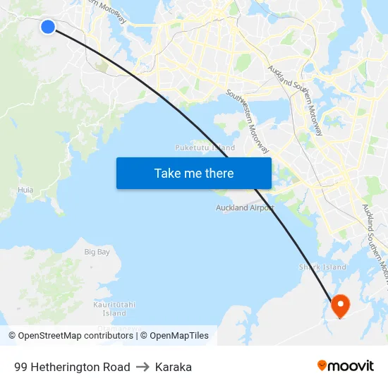 99 Hetherington Road to Karaka map