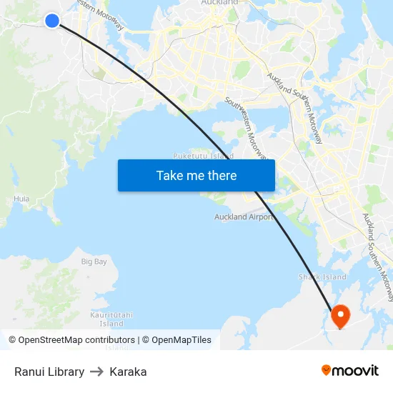 Ranui Library to Karaka map