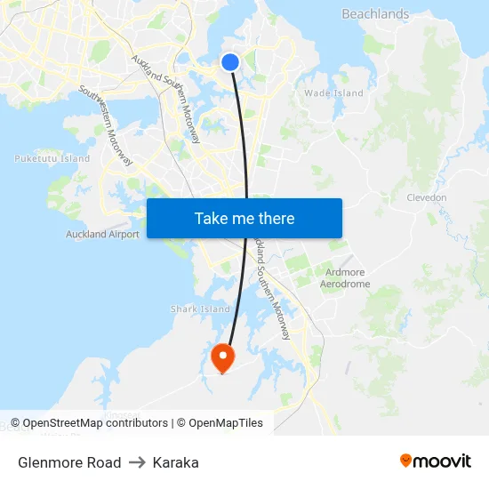 Glenmore Road to Karaka map