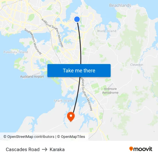 Cascades Road to Karaka map