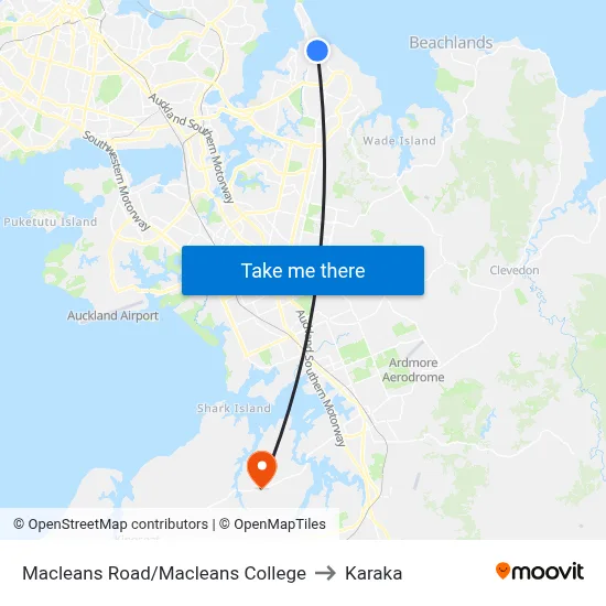 Macleans Road/Macleans College to Karaka map