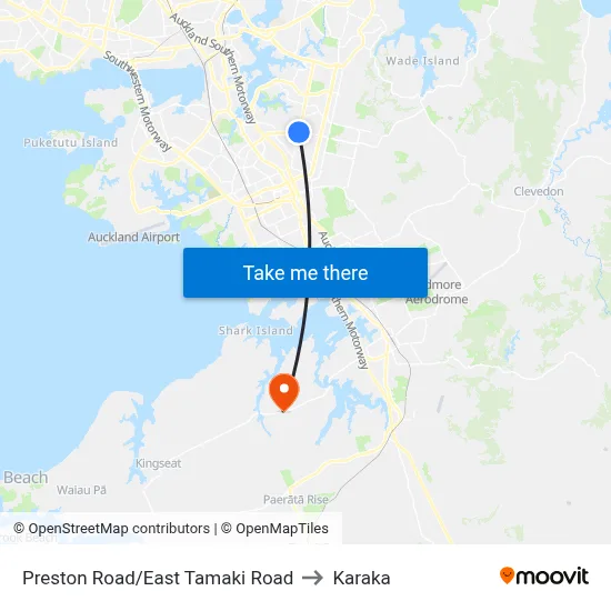 Preston Road/East Tamaki Road to Karaka map