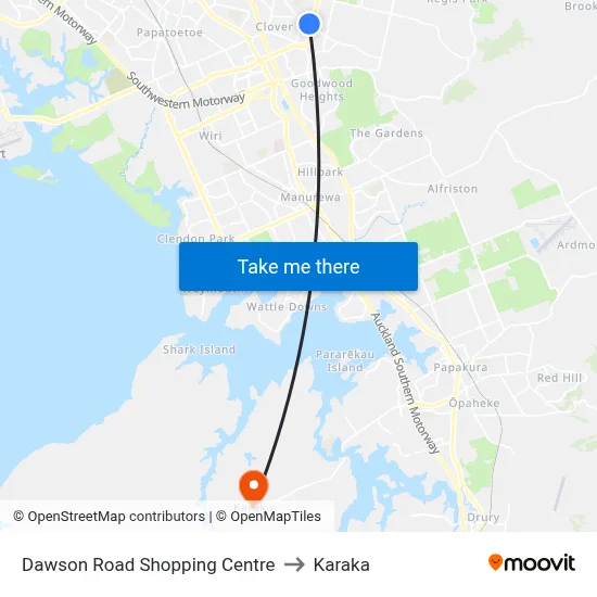 Dawson Road Shopping Centre to Karaka map