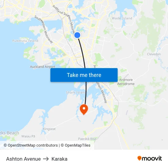 Ashton Avenue to Karaka map
