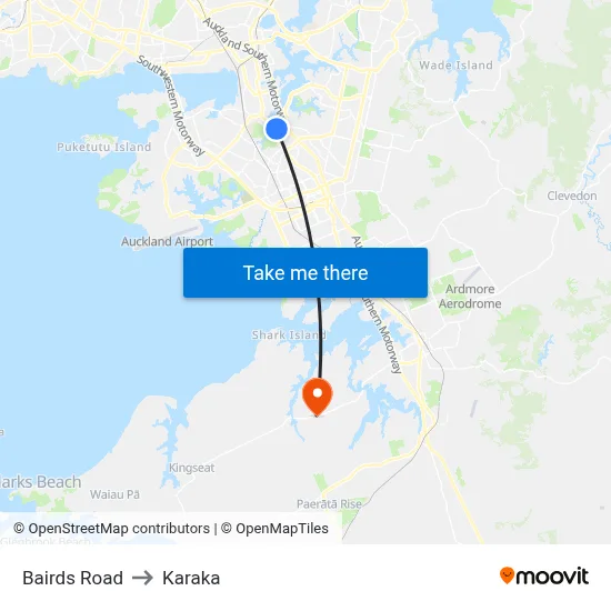 Bairds Road to Karaka map