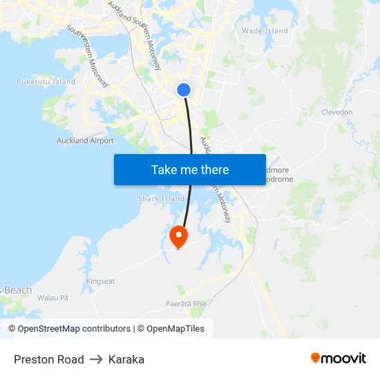 Preston Road to Karaka map