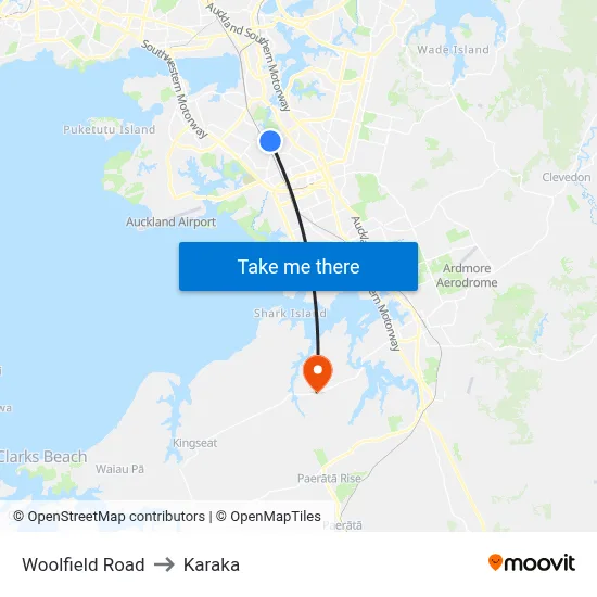 Woolfield Road to Karaka map
