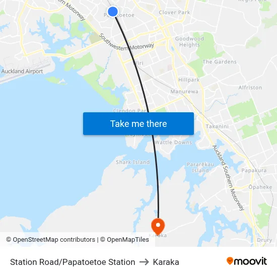 Station Road/Papatoetoe Station to Karaka map