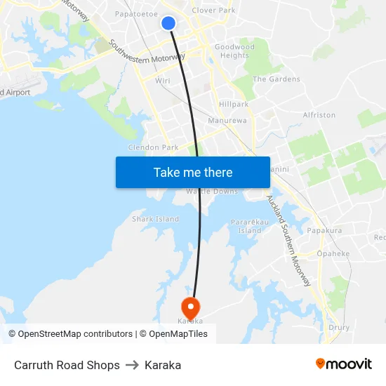 Carruth Road Shops to Karaka map