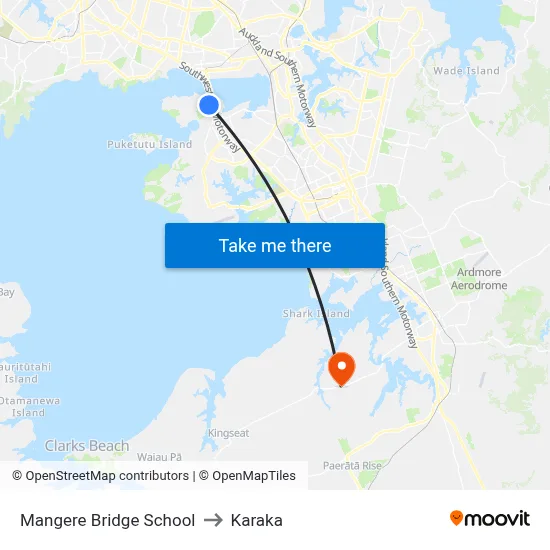 Mangere Bridge School to Karaka map
