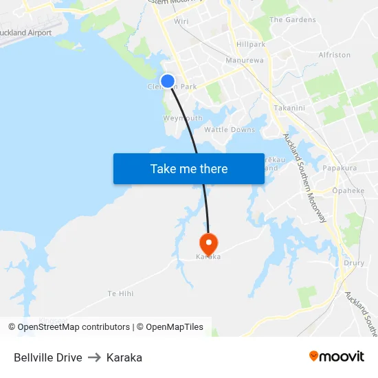 Bellville Drive to Karaka map