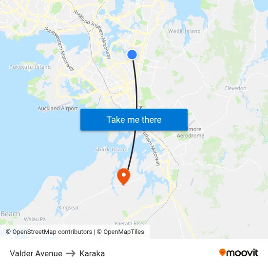 Valder Avenue to Karaka map