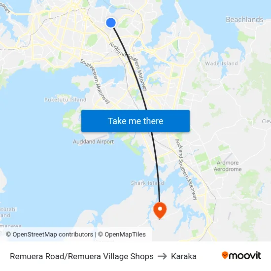 Remuera Road/Remuera Village Shops to Karaka map