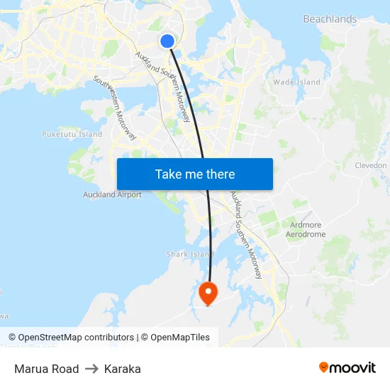 Marua Road to Karaka map
