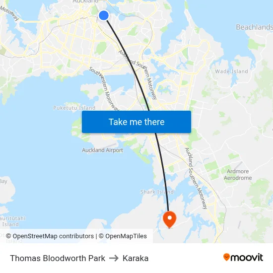 Thomas Bloodworth Park to Karaka map