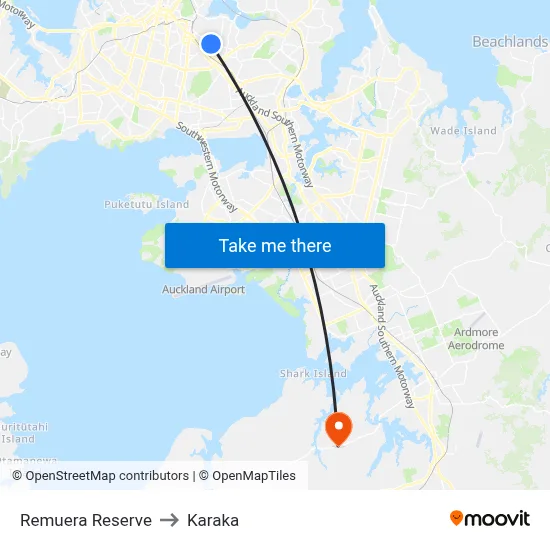 Remuera Reserve to Karaka map