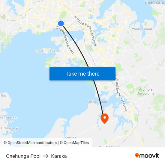 Onehunga Pool to Karaka map