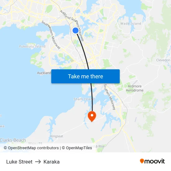 Luke Street to Karaka map