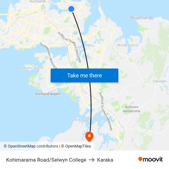 Kohimarama Road/Selwyn College to Karaka map