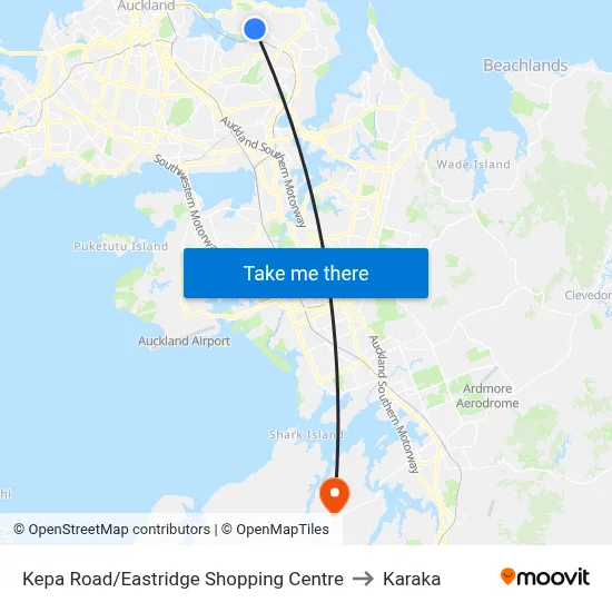 Kepa Road/Eastridge Shopping Centre to Karaka map